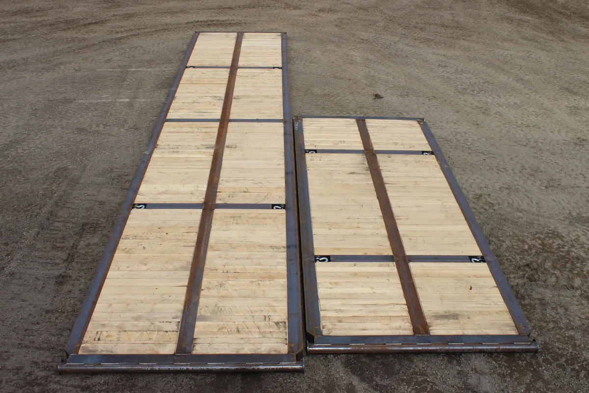 Two steel rig mats laid out on site